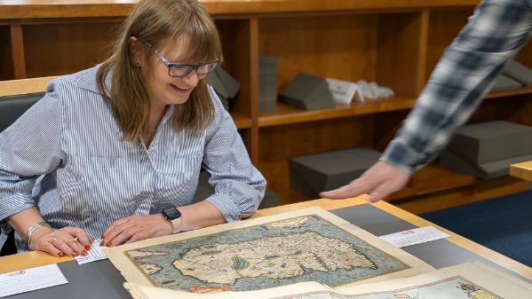 Participant looking at map